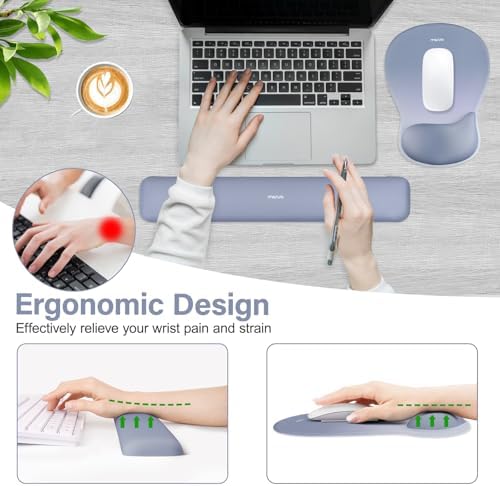MOSISO Wrist Rest Support for Mouse Pad & Keyboard Set,Stone Blue