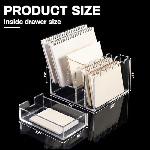 Xuhal Acrylic Mail Organizer with Drawer, 5 Compartments Clear Desk File