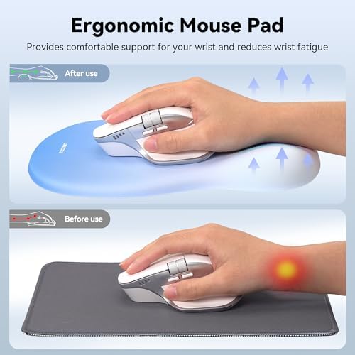 TECKNET Ergonomic Mouse Pad with Wrist Rest, Smooth Surface & Non-Slip Base