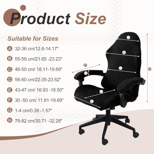 PATIKIL 1 Set Office Chair Cover, Desk Chair Cover Stretchable Universal Computer Seat Slipcover Large with Armrest Covers Zipper for Rolling Office Chairs Home Desk Seat, Black