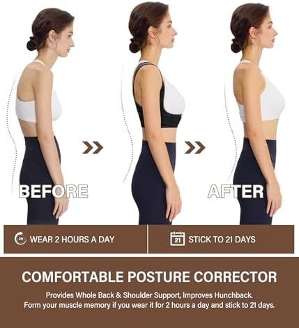 URSEXYLY Posture Corrector for Women Breathable Back Brace For Posture Adjustable Back Straightener Support for Neck Shoulder Clavicle and Upper Back Pain Relief(L/XL,Black)