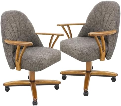 Chromcraft Bailey Swivel-Tilt Caster Dining Chair - Chestnut - Onyx - 2pc