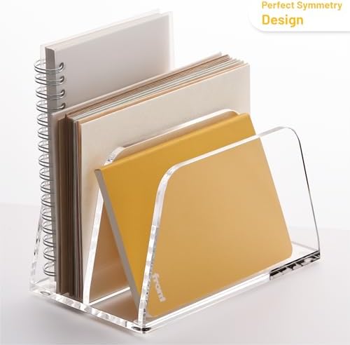 SANRUI Acrylic Mail Organizer for Desk, Mail Holder with 2-Slot, Clear