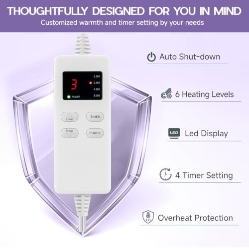 Heating Pad for Back Neck & Period Cramps, Auto Shut Off, Purple
