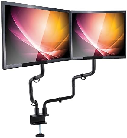 Allsop Dual Monitor Desk Mount Kit, Full Motion arms with Clamp On Mounting Base, Holds Two Computer Screens