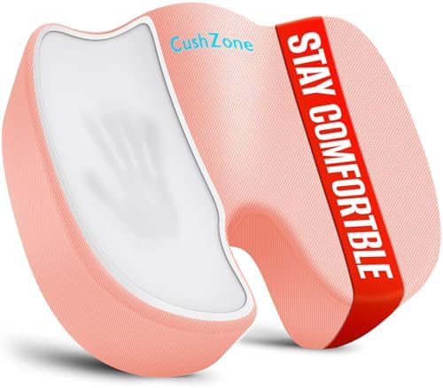 CushZone XXL Memory Foam Seat Cushion for Office & Car, Pink