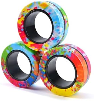 Cevioce 3Pcs Magnetic Rings Fidget Toy Set, ADHD Anxiety Magnetic Fidget Toys Adults Fidget Spinner Rings for Relief, Easter Gifts for Kids 8+ Year Old Easter Basket Stuffers for Teens Boys Girls