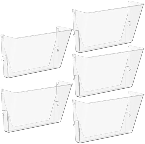 Gawerk Single Pocke Wall Mount File Holder Organizer (Clear, 5 Pack)