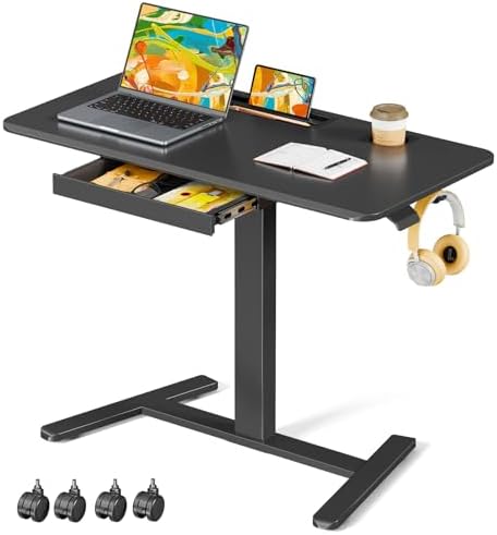 40"×20" Mobile Desk with Drawer, Rolling Desk with Storage