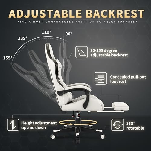 Gamtimer Gaming Chair, 400 LB Weight Capacity,with Pocket Spring Cushion