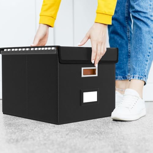 File Organizer Box with Lids, Collapsible File Folder Organizer
