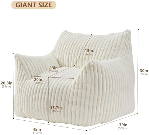 Achicsofar Bean Bag Chair for Adults Teens, Giant Faux Fur Beanbag Armchair