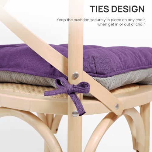 Love's cabin Memory Foam Chair Cushions Set of 4, 15.5 Inch, Purple