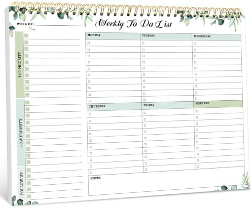 Taja Weekly To Do List Notepad, Undated Weekly Planner Pad, 8.5" x 11"