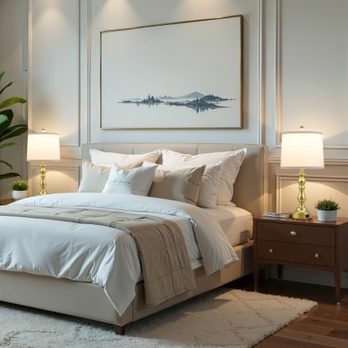 Gold Table Lamps Set of 2, Gold Lamps for Bedroom, USB C+A Ports