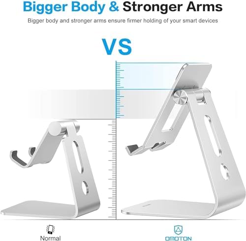 OMOTON T2 Tablet Stand for Desk, Aluminum Holder for iPad Pro/Air, Silver