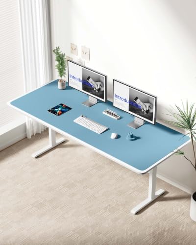 YSAGi Leather Desk Protector, Office Mat, Large Mouse Mat, Non-Slip PU Leather Blotter, Laptop Desk Mat, Waterproof Writing Pad for Office and Home(Sea Blue, 63" x 24")