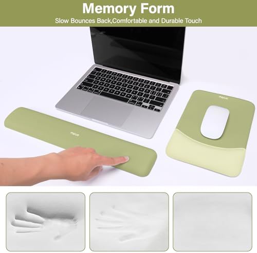 MOSISO Wrist Rest Support Mouse Pad & Keyboard Set, Olive Green