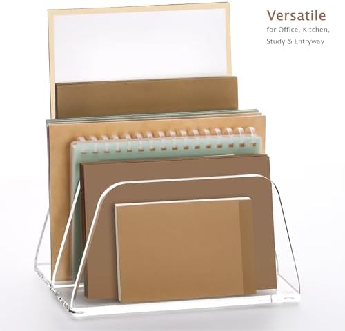 SANRUI Acrylic Mail Organizer for Desk, Mail Holder with 2-Slot, Clear