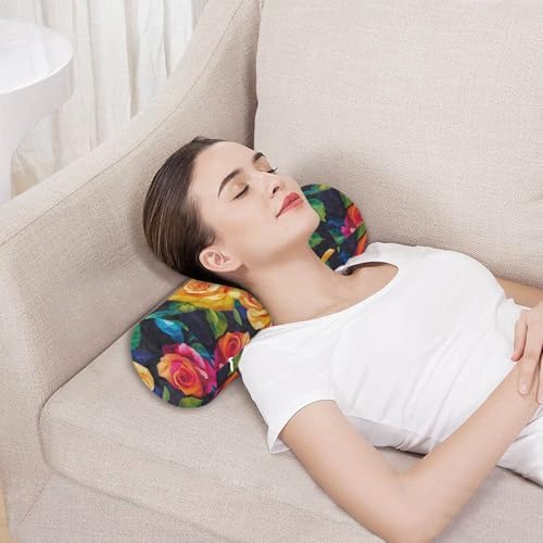 Black Vivid Colorful Roses decorative Bed Neck Roll Pillow Roller Pillow For Neck Massage Table Cushion Pad Foam Lumbar Support For Bed almohada para yoga