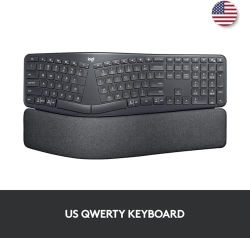 Logitech Ergo K860 Wireless Ergonomic Keyboard with Wrist Rest - Split Keyboard Layout for Windows/Mac, Bluetooth or USB Connectivity (Renewed)