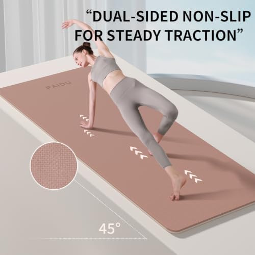 PAIDU POE Yoga Mat （10mm）Extra Thick Fitness Mat 72"x24" with Carry Strap