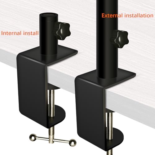 Desk C-Clamp with 1/2" Thread Hole, C Clamp for Microphone Stand, Adjustable Metal Table Clamp on Desk Lamp, Black Desk Lamp Clamp for Swing Arm Magnifying (2, Black), Mantle Clamps
