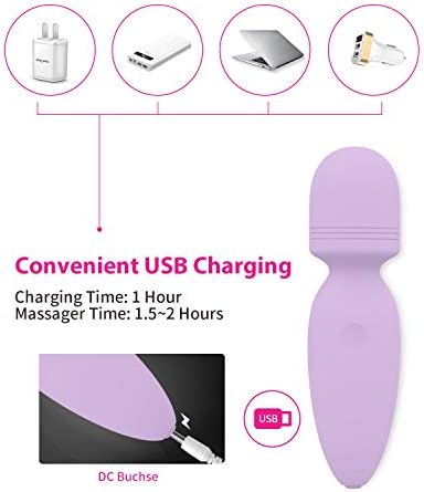 Mini Wand Massager Small Cordless Hand-held Massager Quiet Waterproof Massager Rechargeable Personal Massager for Neck Shoulder Back Body [4.35 * 1.18 inches]