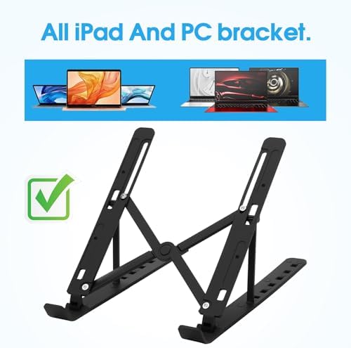 Laptop Stand for Desk, Ergonomic Design Adjustable Aluminum Foldable Portable Computer Stand, Compatible with MacBook Air Pro, HP, Lenovo, Dell, More 10-15.6" Inch and Tablets
