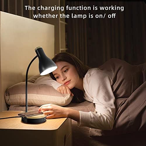 LALISU Metal Desk Lamp Wireless Charging Table Lamp Touch Reading Lights