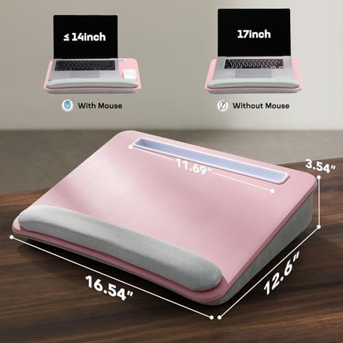 HUANUO Laptop Lap Desk with Cushion, Fit up to 15.6" Laptop, Pink