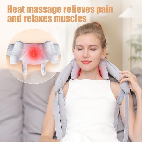 MASGRE Shiatsu Neck and Shoulder Massager with Heat for Pain Relief