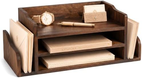 Wood Desk Organizer: File Organizer for Office Desk, Vintage Brown