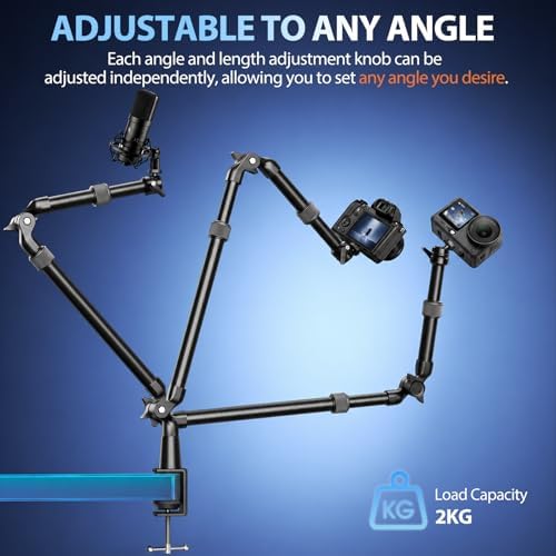 EMART 40" Overhead Camera Mount with Serrated Bite Magic Arm&1/4" Ball Head