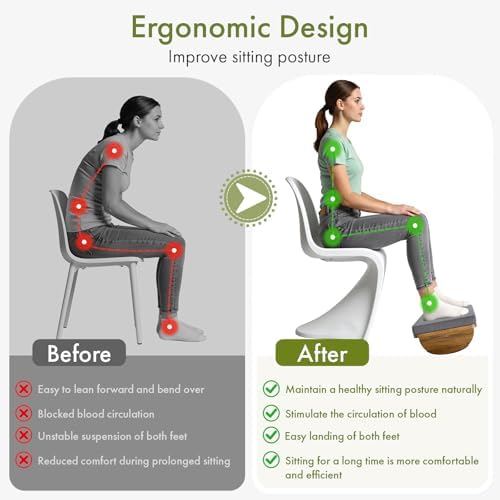 Wooden Under Desk Foot Rest with Detachable Cushion