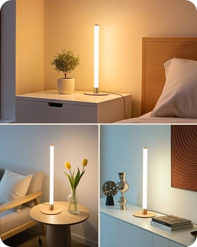 EDISHINE Modern Table Lamp, LED Slim Bedside Lamp with 360° Illumination