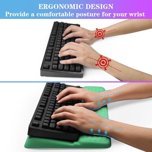 Computer Keyboard Stand with Wrist Rest, Ergonomic Tilted Keyboard Holder - Keyboard Riser with Wrist Pad - Keyboard Tray Support for Office Home - Green