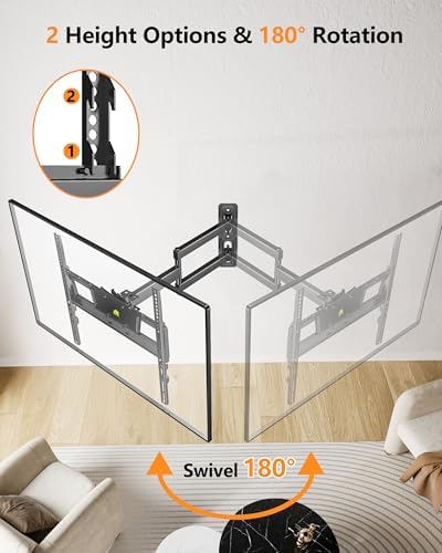 Landscape to Portrait Rotating TV Wall Mount for Vertical Mounting of Displays,Menu Wall Board Mount for 26-65" TVs Holds 88 lbs, Full Motion Corner TV Mount Height Adjusted,VESA 400x400,FORGINGMOUNT