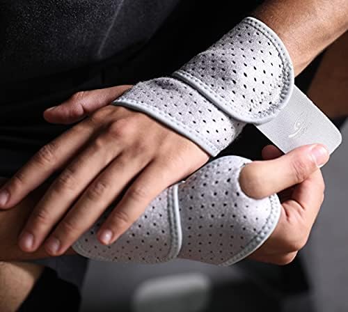 HiRui 2 Pack Wrist Compression Strap and Wrist Brace Sport Wrist Support for Fitness, Weightlifting, Tendonitis, Carpal Tunnel Arthritis, Pain Relief-Wear Anywhere-Adjustable (Gray)