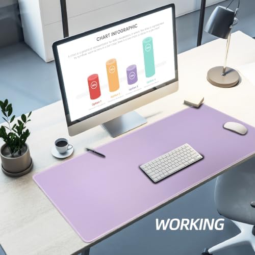 Large Gaming Mouse Pad, Non-Slip Rubber Base, [27.5x11.8IN] Computer Desk Mat for PC, Mac, Laptop - Stitched Edges and Smooth Surface for Office, Home, Work-70x30 LightpurpleJ