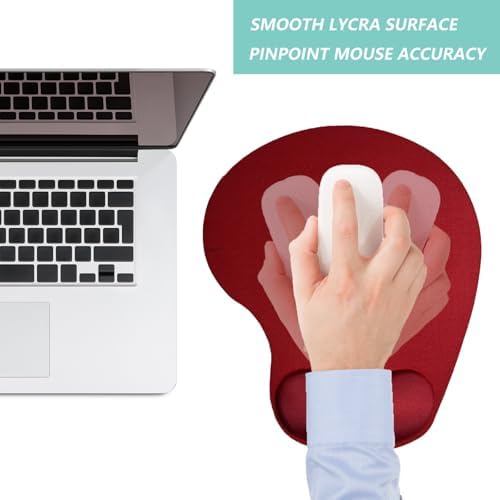 Mouse Pad with Wrist Support, Ergonomic Mouse Pads with Memory Foam Wrist Rest, Easy Typing Pain Relief, Comfortable Home Office Computer Wrist Support Pads for Working Studying Gaming, Red