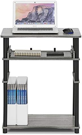 Furinno 10016GYW/BK Home Laptop Notebook Computer Desk, French Oak Grey/Black
