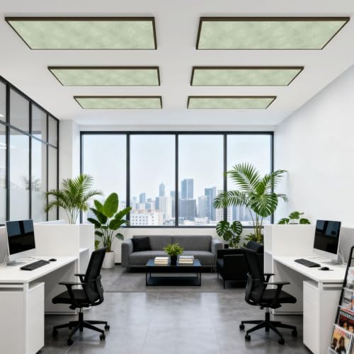 6 Pcs Fluorescent Light Covers for Ceiling Lights Botanical floral leaves Magnetic Light Filters Decorative for Classroom Office Hospital Home 4x2 Ft