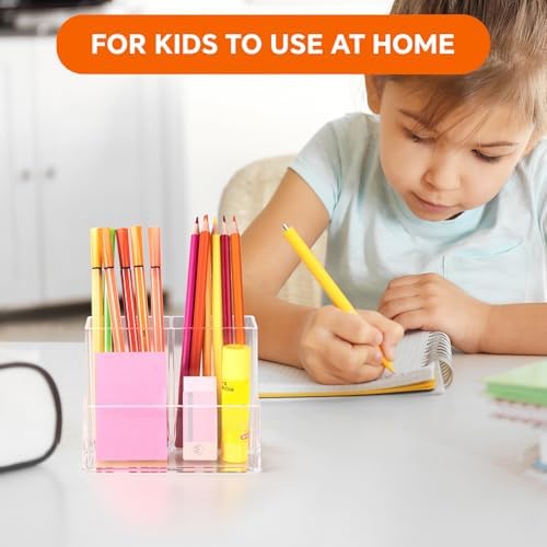 2 Pcs Acrylic Pen Holder for Desk, Pencil Holder for Home,Office