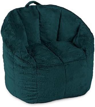 Big Joe Milano Bean Bag Chair for Kids, Teens, Adults, Ultra-Soft Emerald Plushie Polyester Blend, Lightweight Seat for Reading Nook and Gaming, 2.5 Foot Refillable