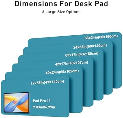 Aothia Faux Leather Desk Mat - Large Mouse Pad, Non-Slip PU Leather Blotter, Waterproof Writing Surface for Office and Home (Turquoise, 42" x 17")
