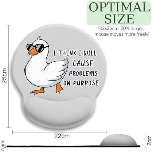 LIMKRIAN Funny Duck Ergonomic Mouse Pad with Gel Wrist Rest, 9.8 x 8.6 in