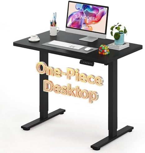 SANODESK One-Piece Electric Height Adjustable Standing Desk 40''x 24''