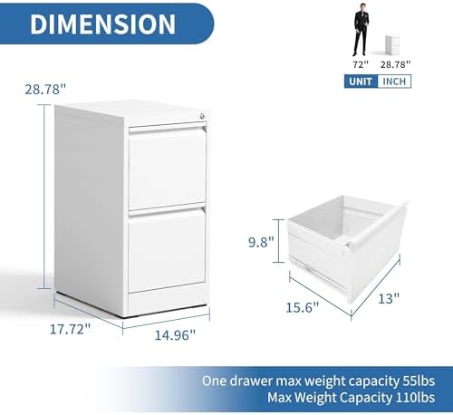 2 Drawer File Cabinet with Lock,Metal File Cabinet for Home Office