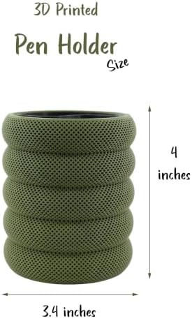 PowerTRC 3D Printed Grideo Pen Holder for Desk – Modern Pencil Cup Organizer, Office Supplies Holder, Classroom Teacher Desk Decor, Home Office Gift, Made in USA (Dark Green)